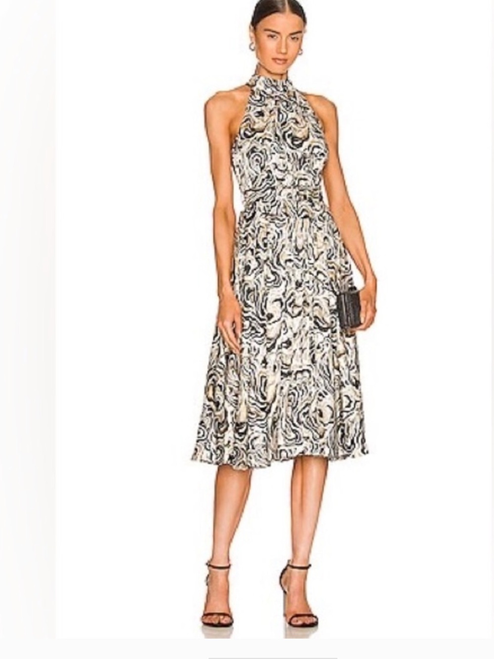 Diane Von Furstenberg Nicola dress Black & Cream Marble-Print Dress